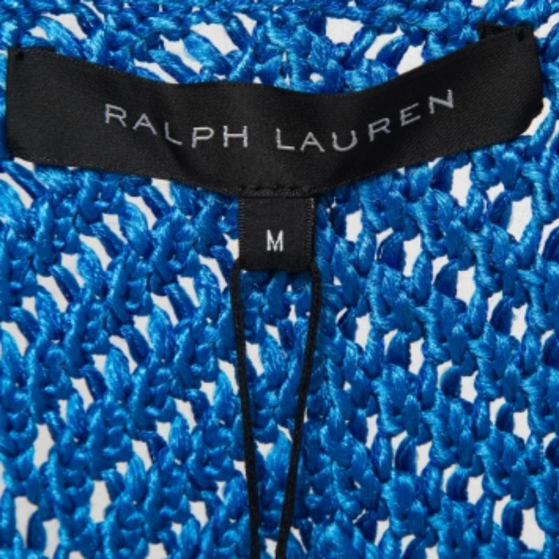 Ralph Lauren Canotta Easy in seta blu con uncinetto M. In condizioni buone in vendita a Dubai, Al Qouz 2
