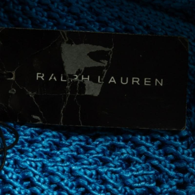 Donna Ralph Lauren Canotta Easy in seta blu con uncinetto M. in vendita