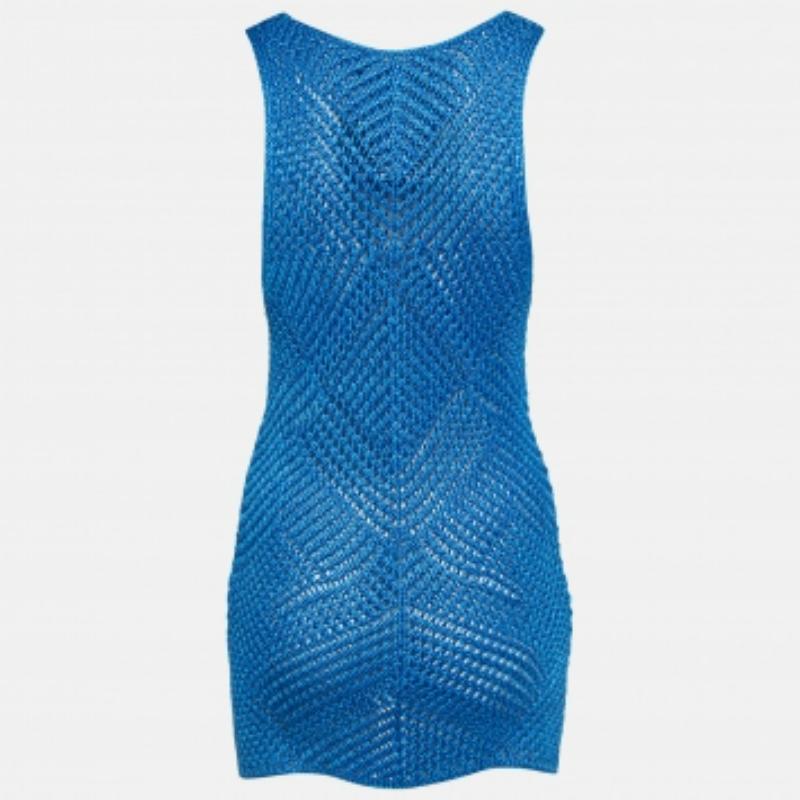 Ralph Lauren Canotta Easy in seta blu con uncinetto M. in vendita 2
