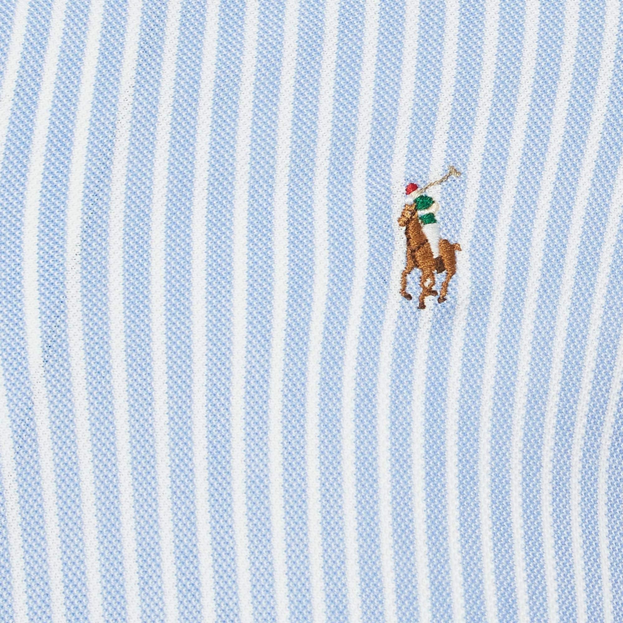 Ralph Lauren - Camicia Oxford Button Down in cotone a righe blu M. In condizioni discrete in vendita a Dubai, Al Qouz 2
