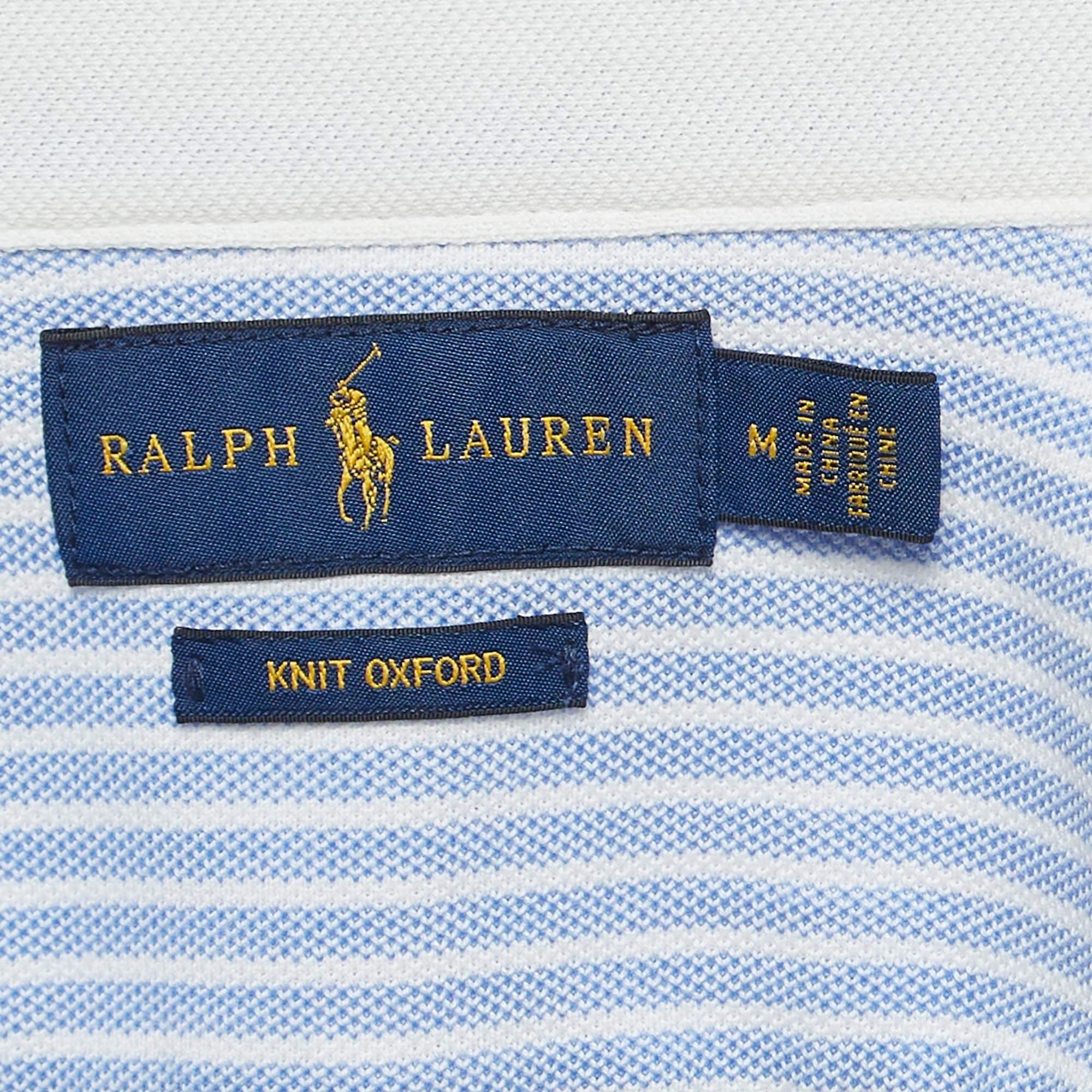 Uomo Ralph Lauren - Camicia Oxford Button Down in cotone a righe blu M. in vendita