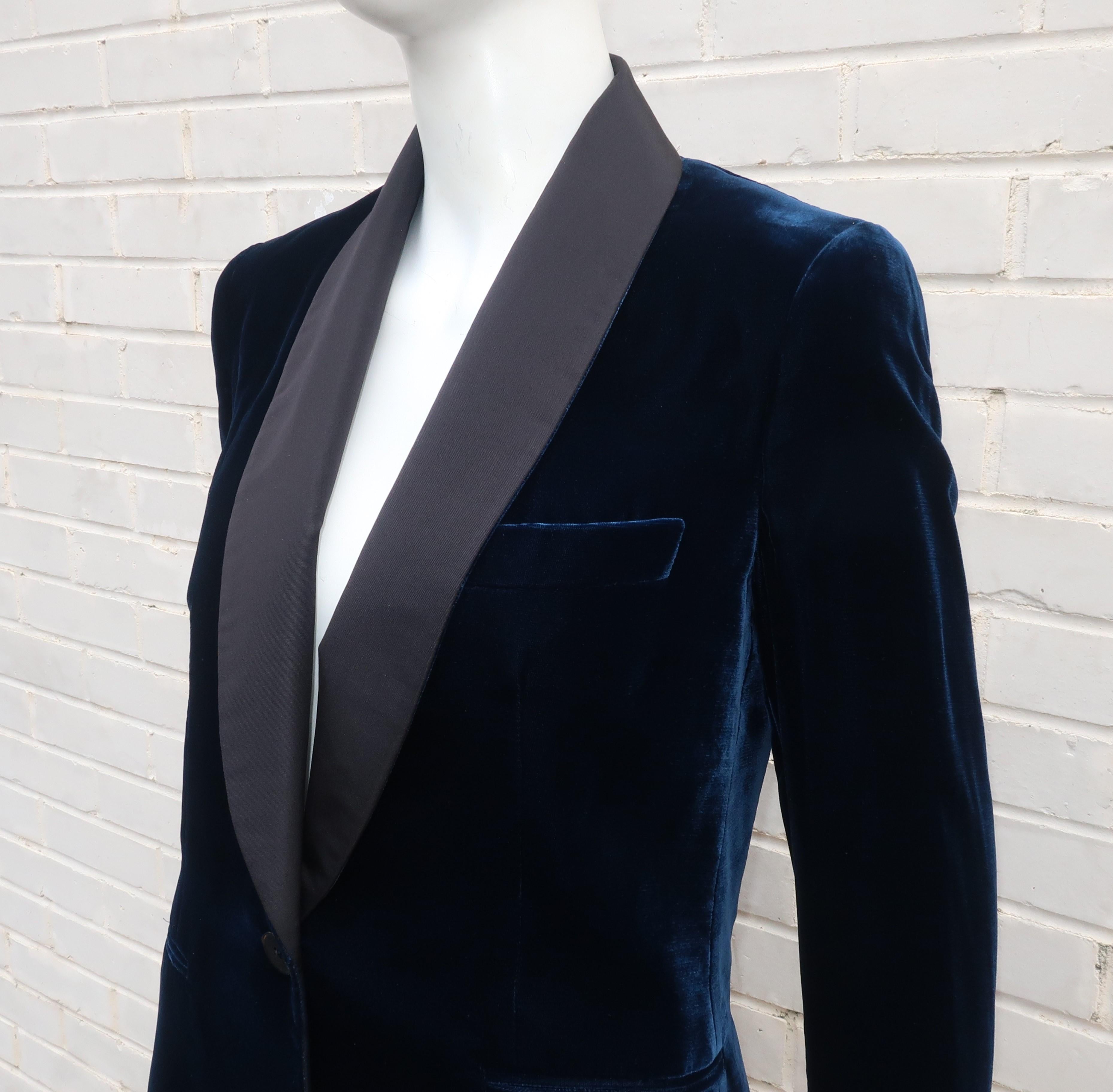 Black Ralph Lauren Blue Velvet Tuxedo Jacket