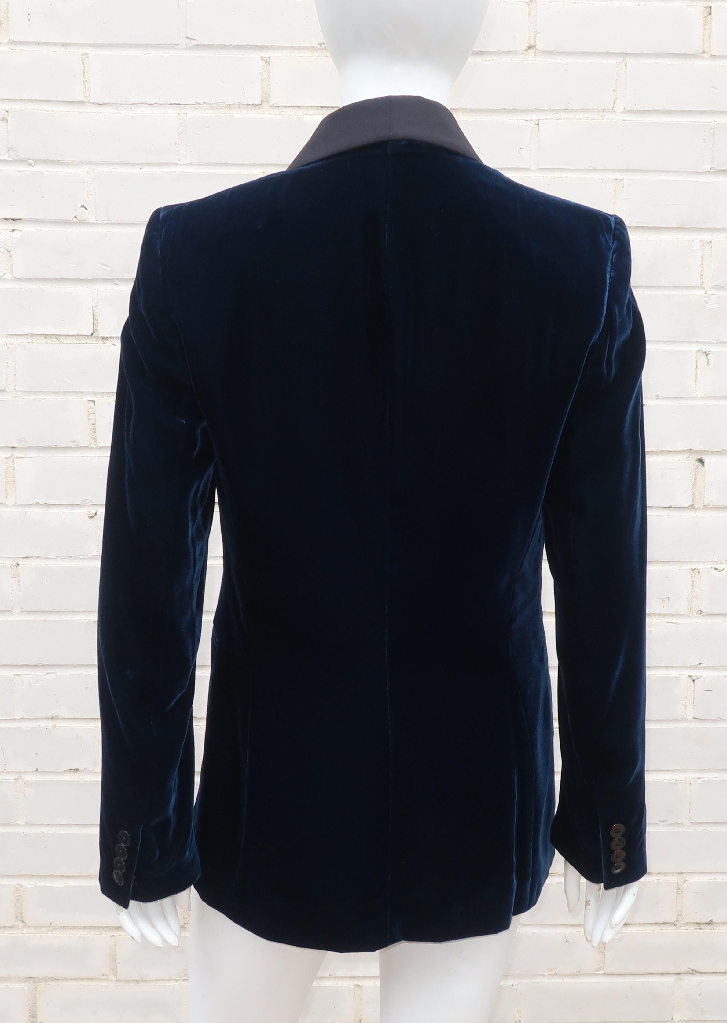 Women's Ralph Lauren Blue Velvet Tuxedo Jacket