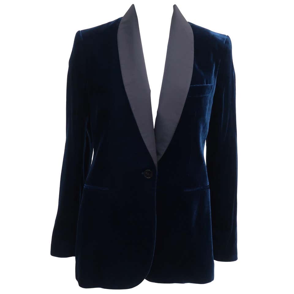 Ralph Lauren Blue Velvet Tuxedo Jacket at 1stDibs | navy velvet tuxedo ...