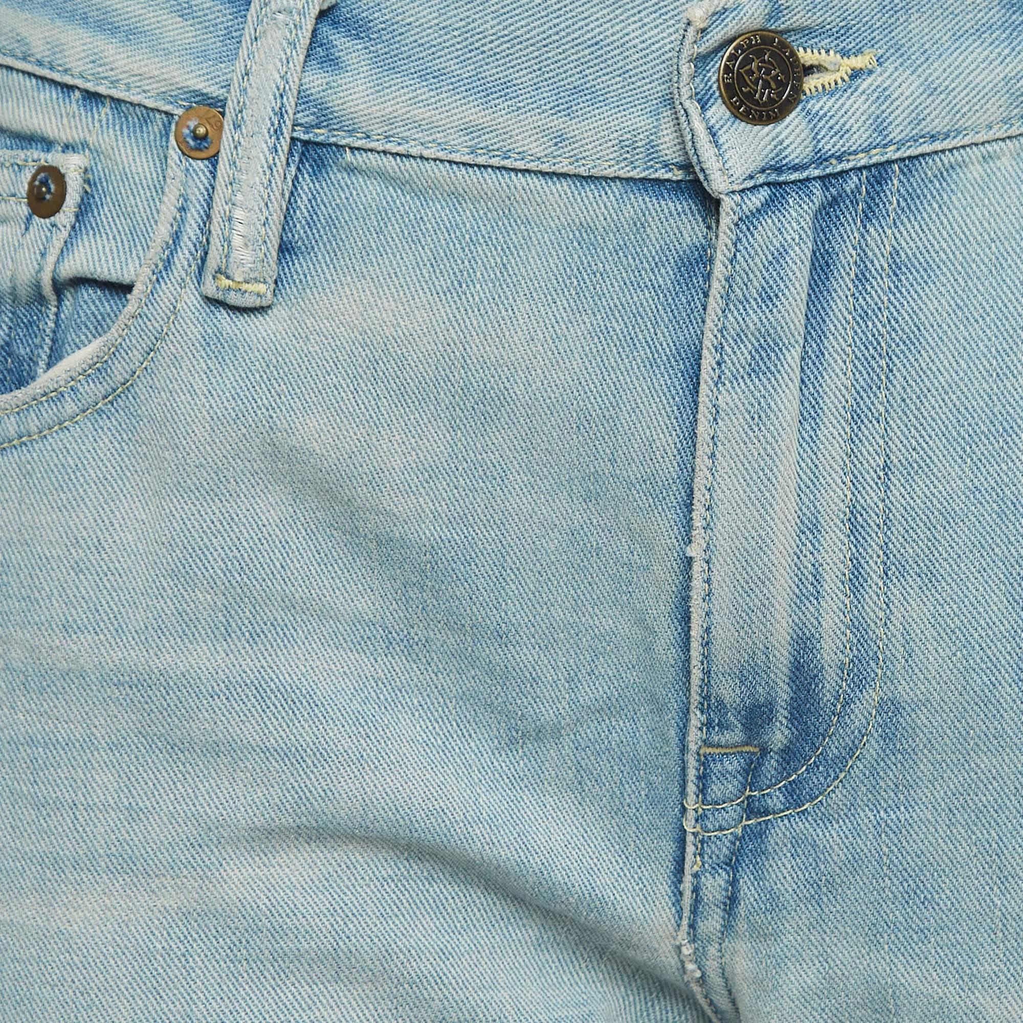 Ralph Lauren Blau gewaschene & Distressed gestapelte Skinny Jeans M Taille 29