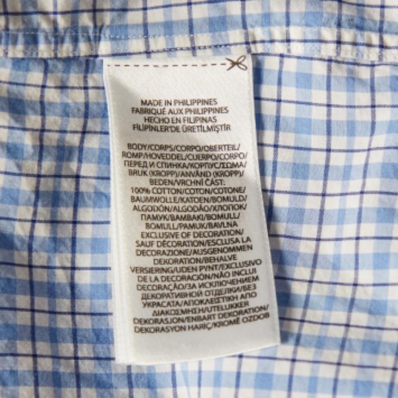 Ralph Lauren - Camicia in cotone a scacchi blu e bianca con bottoni davanti L. in vendita 1