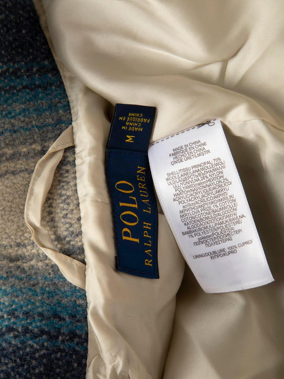 Ralph Lauren Blue Wool Tartan Pattern Coat Size M 4