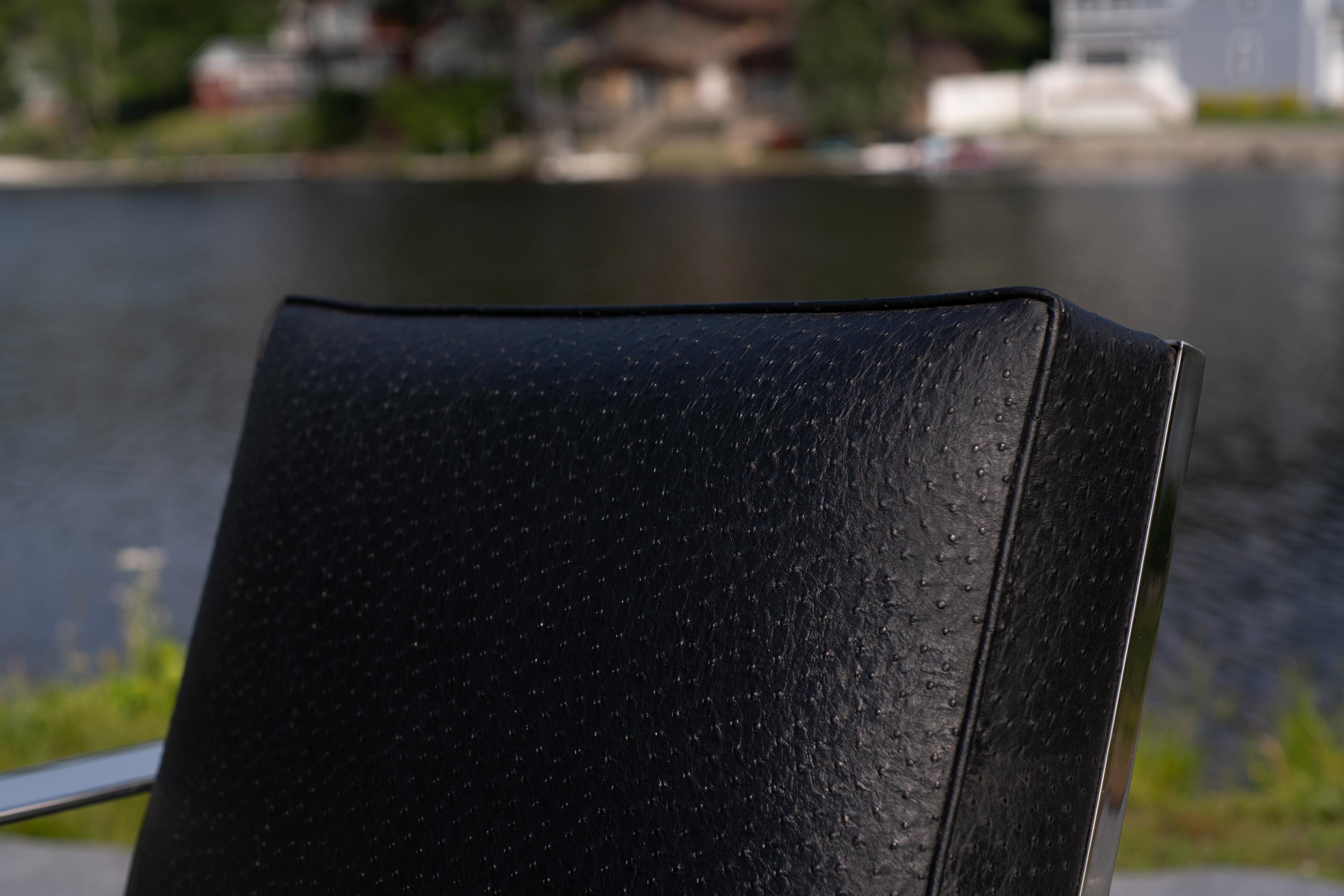 Ralph Lauren Bohemian Chrome & Black Ostrich Leather Cantilever Lounge Chair For Sale 8