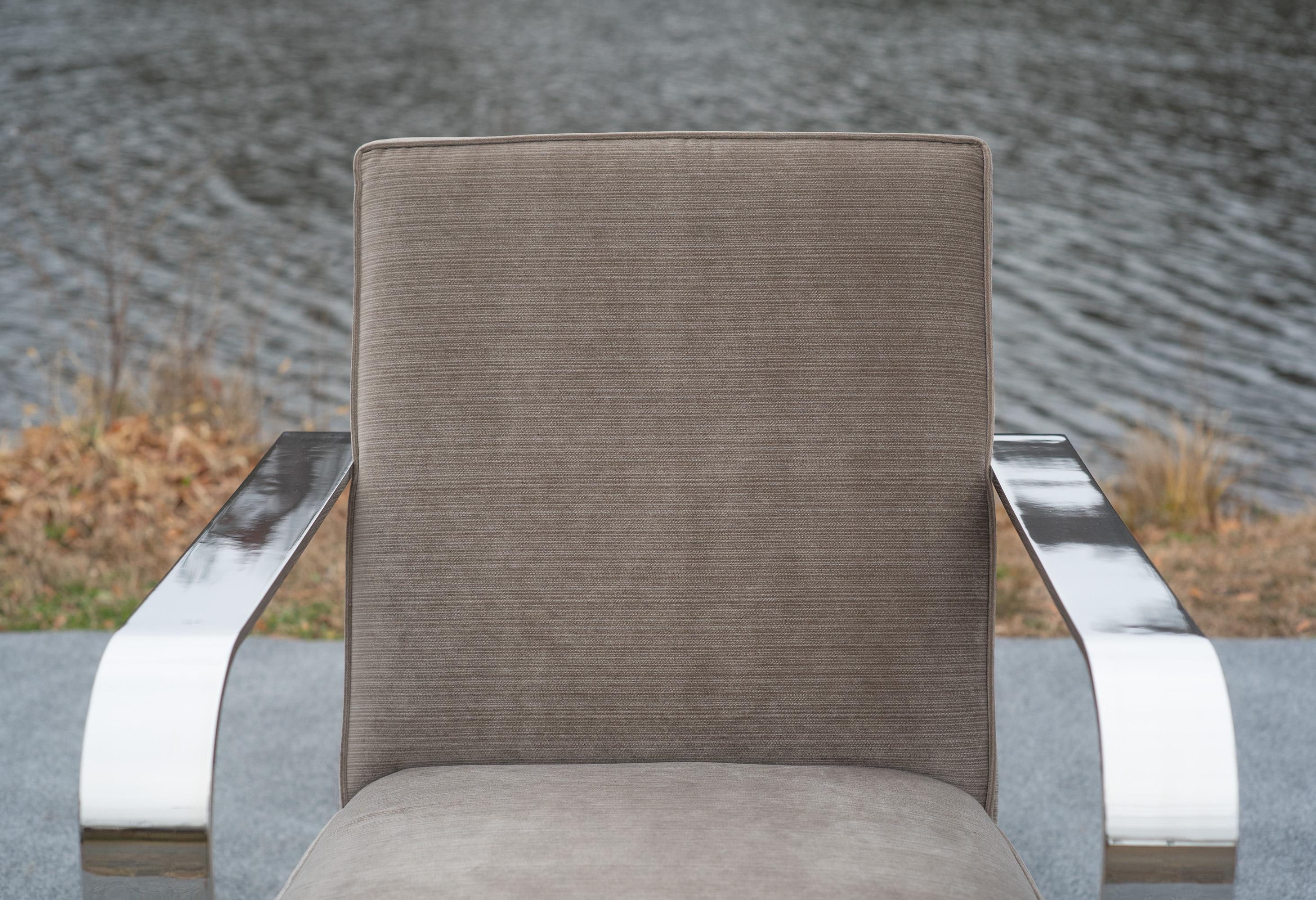 Sedia da salotto a sbalzo in pelle misto lana e cromo di Ralph Lauren in vendita 3