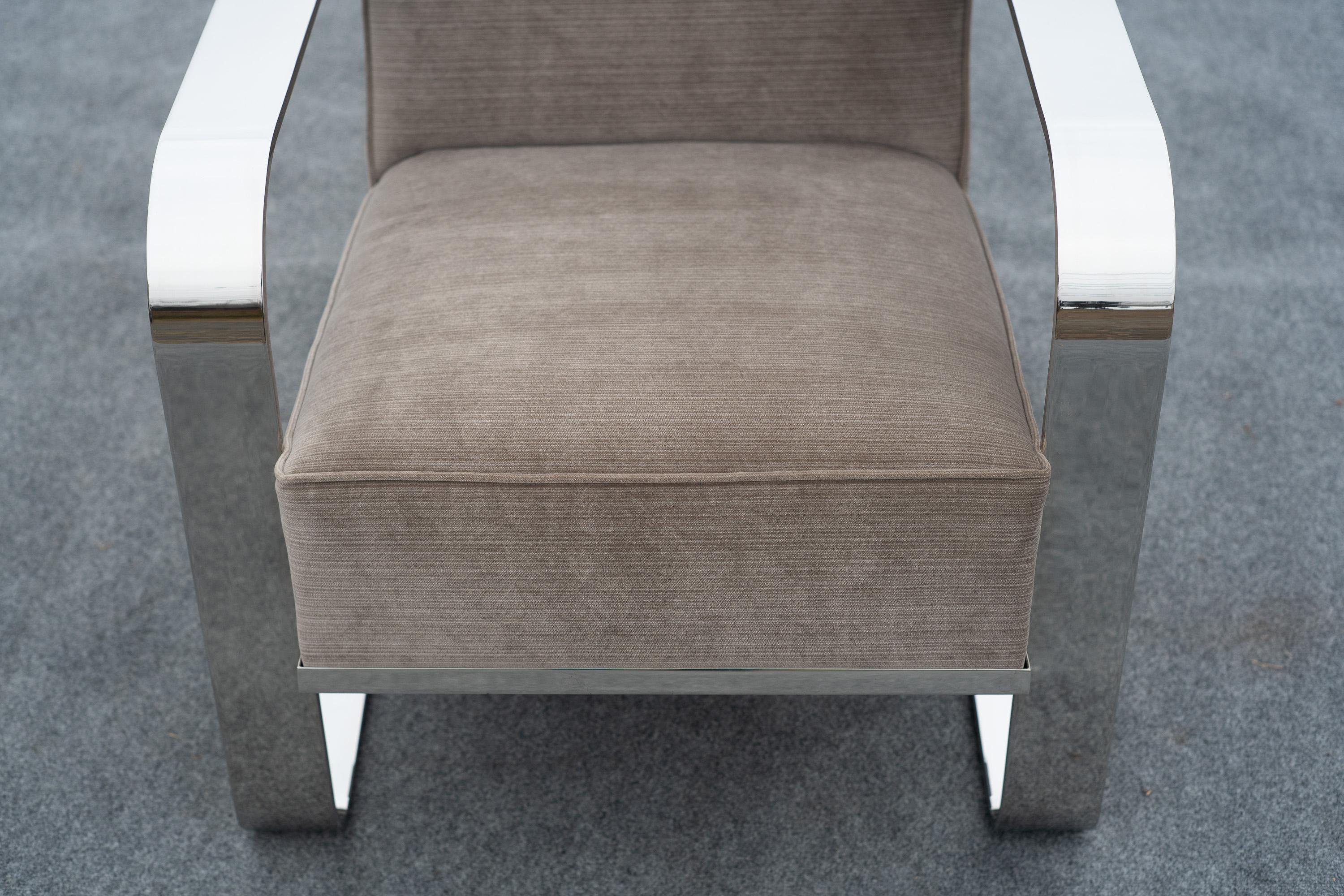 Sedia da salotto a sbalzo in pelle misto lana e cromo di Ralph Lauren in vendita 4