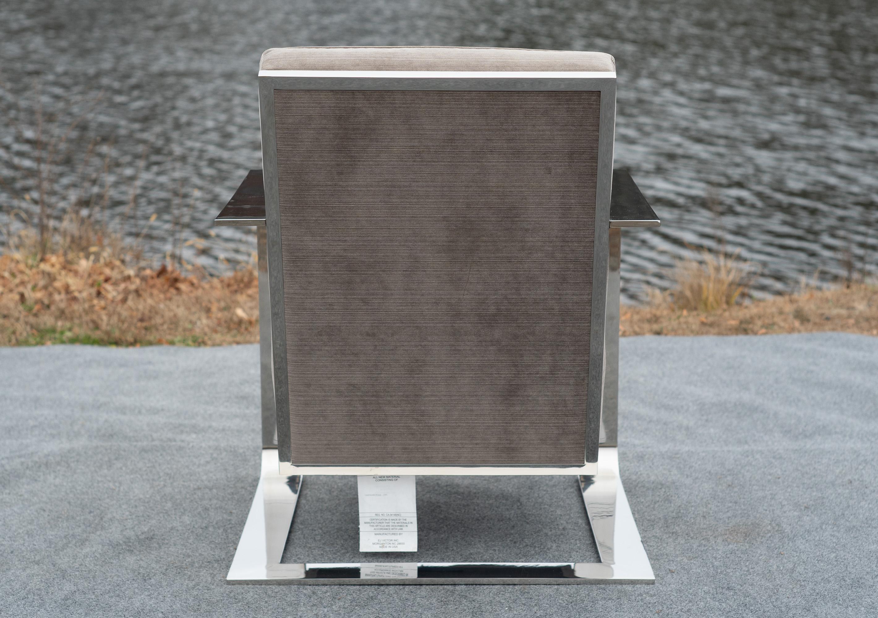 Sedia da salotto a sbalzo in pelle misto lana e cromo di Ralph Lauren in vendita 5