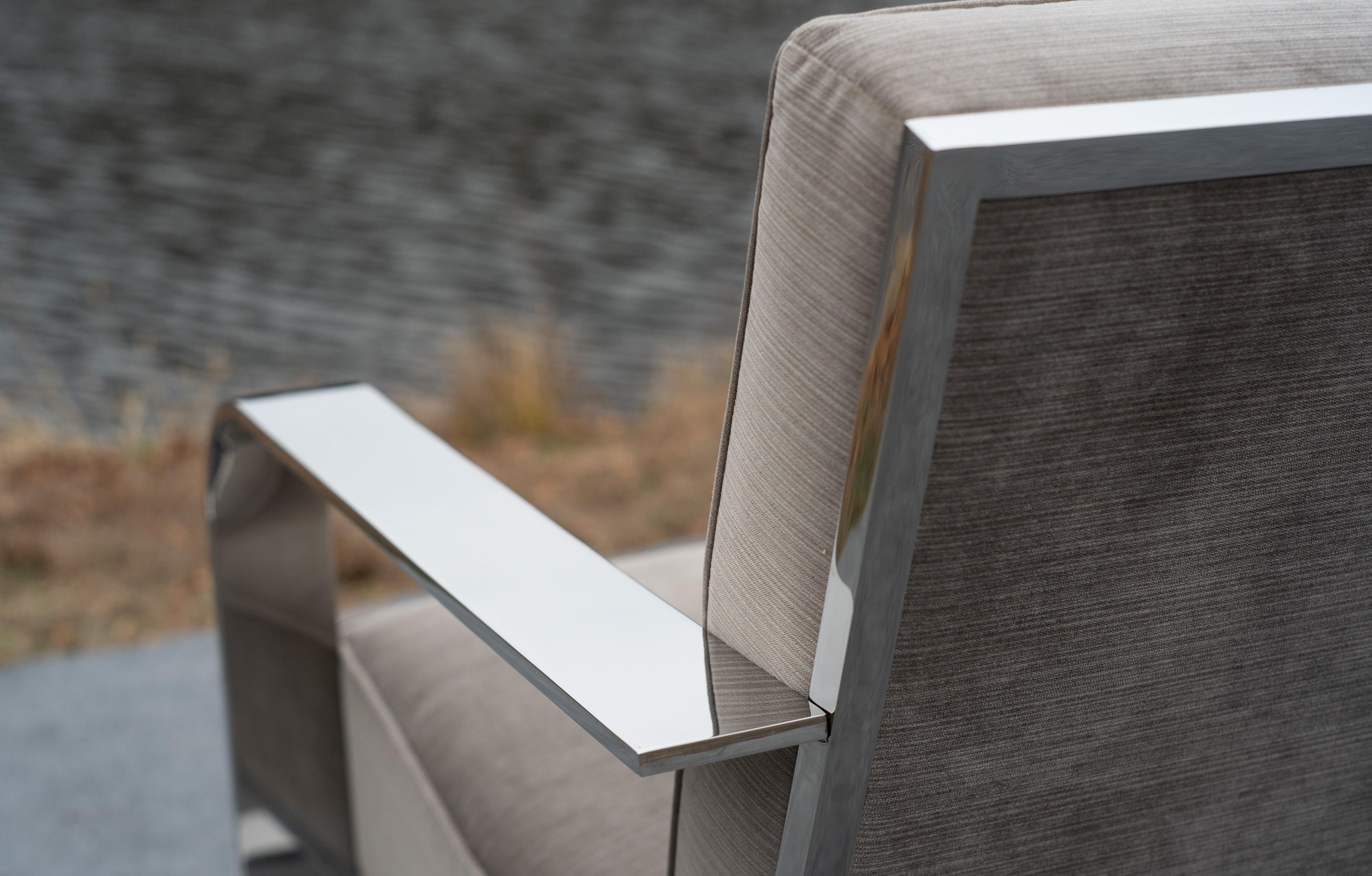 Sedia da salotto a sbalzo in pelle misto lana e cromo di Ralph Lauren in vendita 8