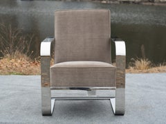 Ralph Lauren Bohemian Chrome & Silk Wool Blend Leather Cantilever Lounge Chair