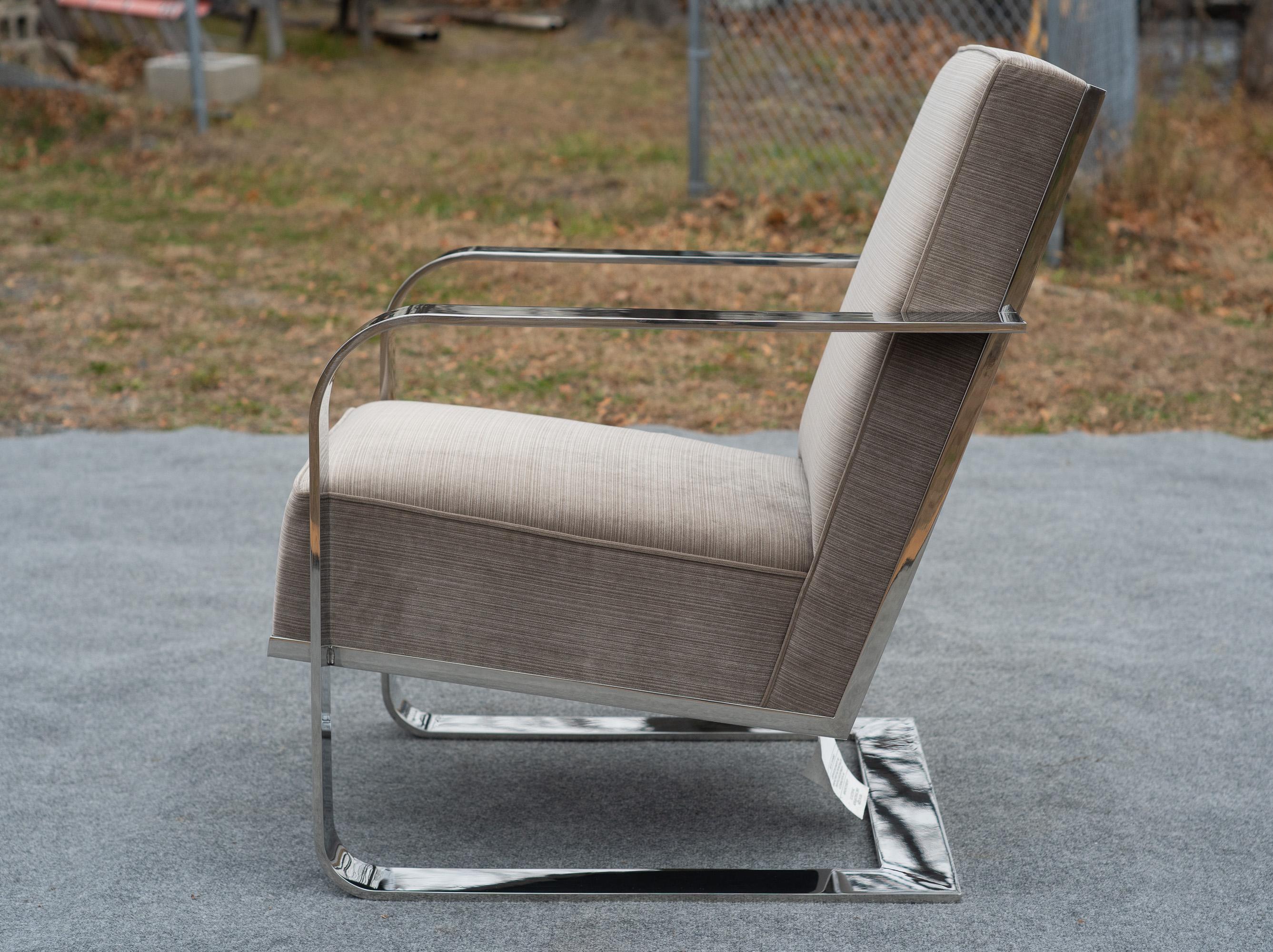 Sedia da salotto a sbalzo in pelle misto lana e cromo di Ralph Lauren In condizioni buone in vendita a Philadelphia, PA