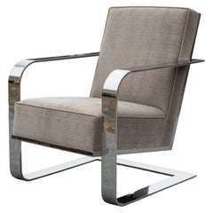 Ralph Lauren Bohemian Chrome & Silk Wool Blend Leather Cantilever Lounge Chair