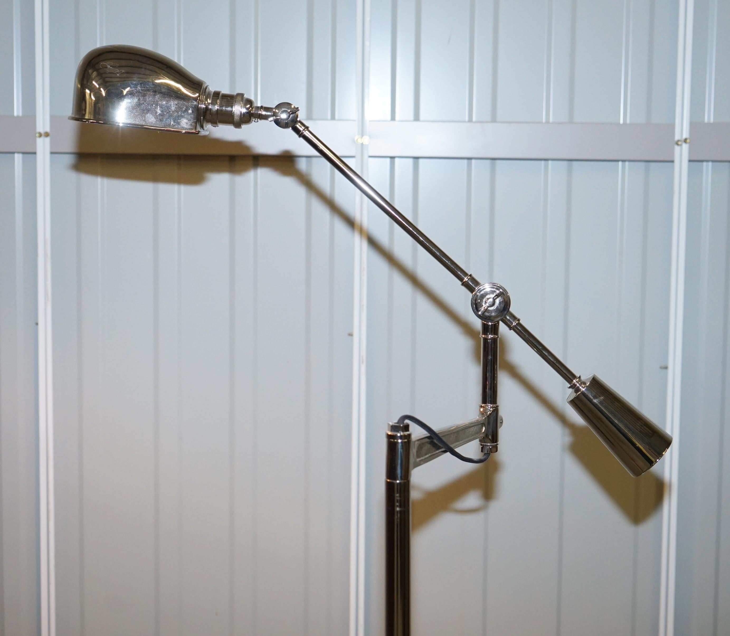 English Ralph Lauren Boom Arm RL 67 Est Chrome Floor Standing Height Adjustable Lamp