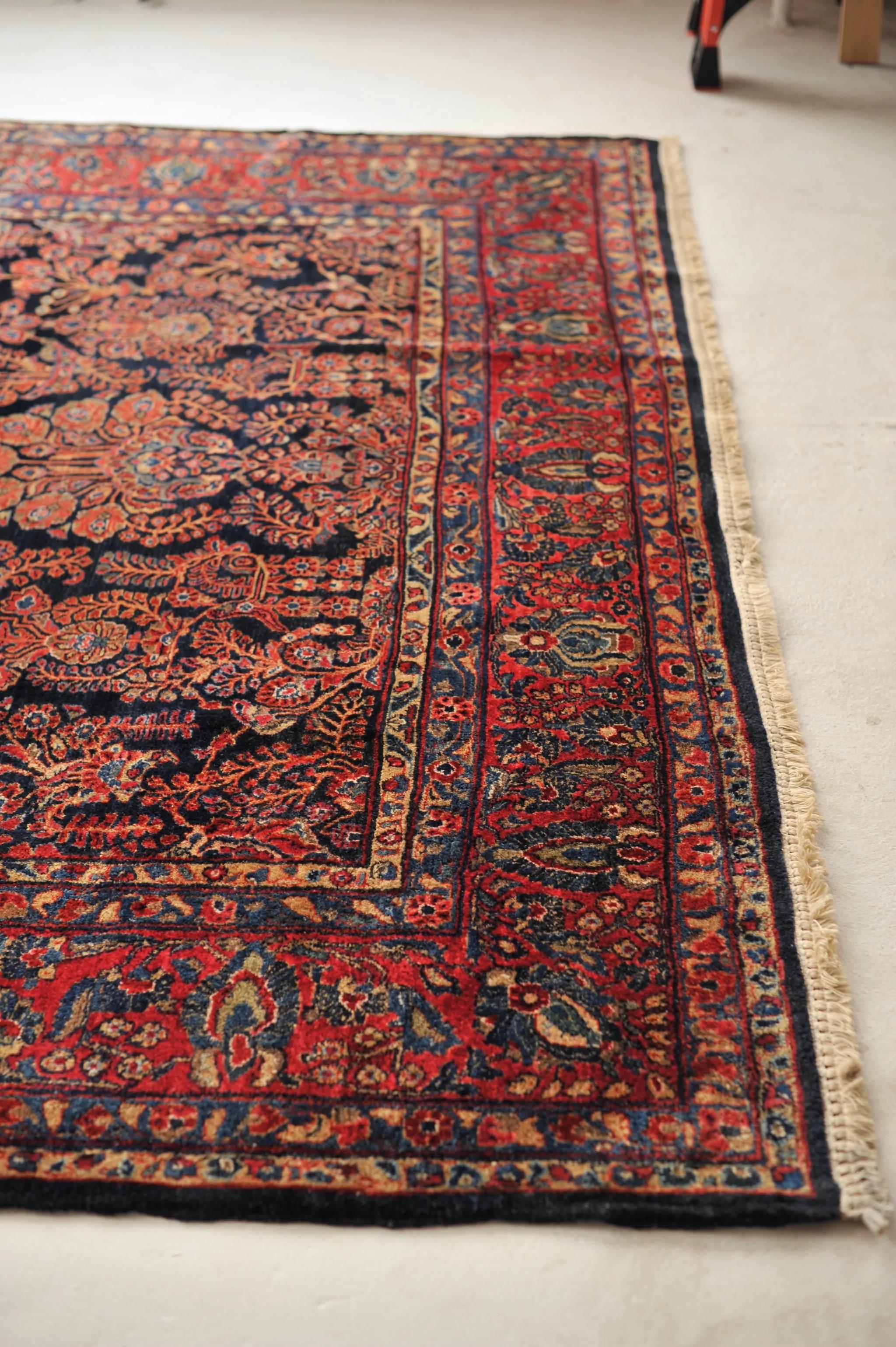 Ralph Lauren Botanical Beauty framed by Deep Berry Border Rug , circa 1930's In Good Condition In Milwaukee, WI