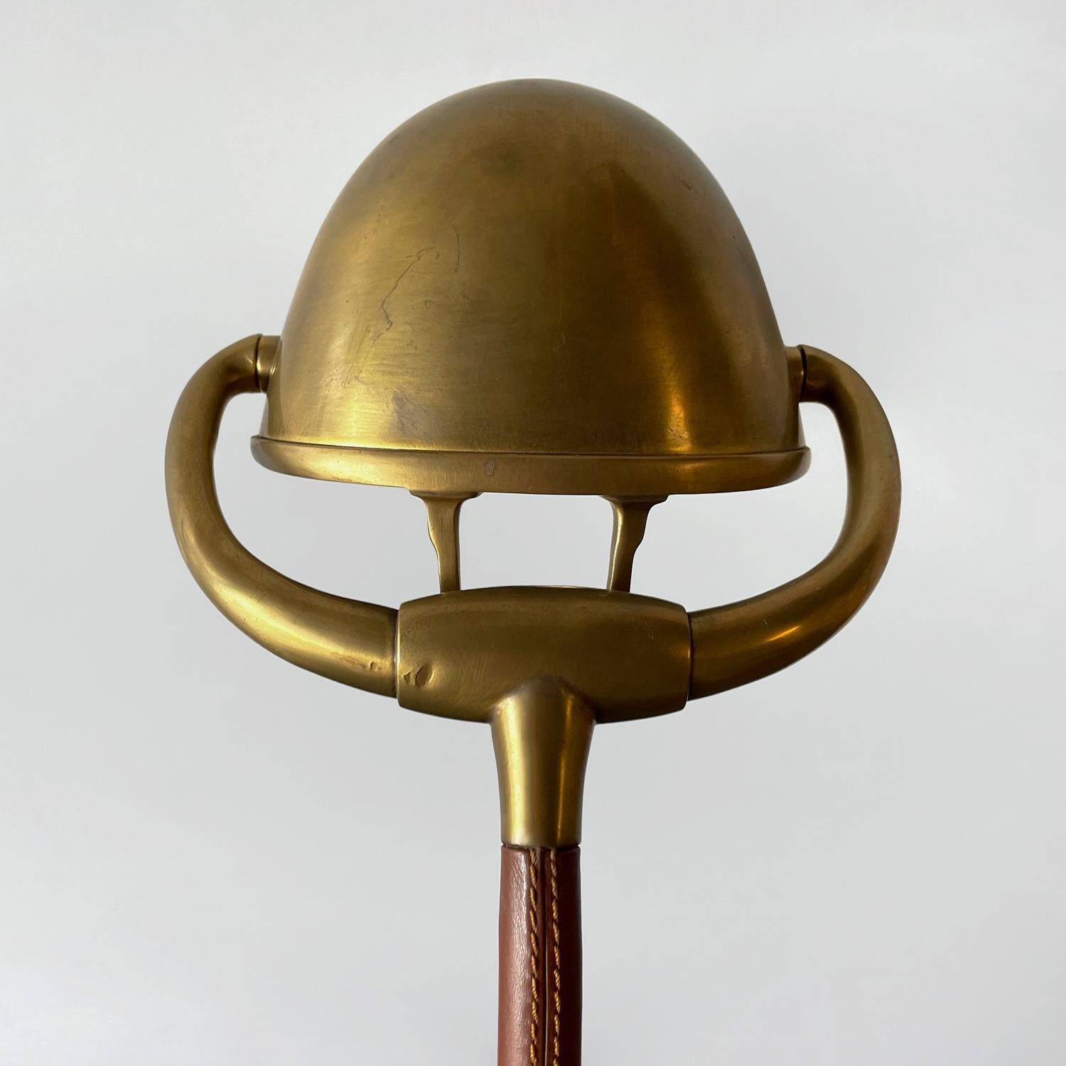 Ralph Lauren Brass & Leather Floor Lamp In Good Condition In Los Angeles, CA