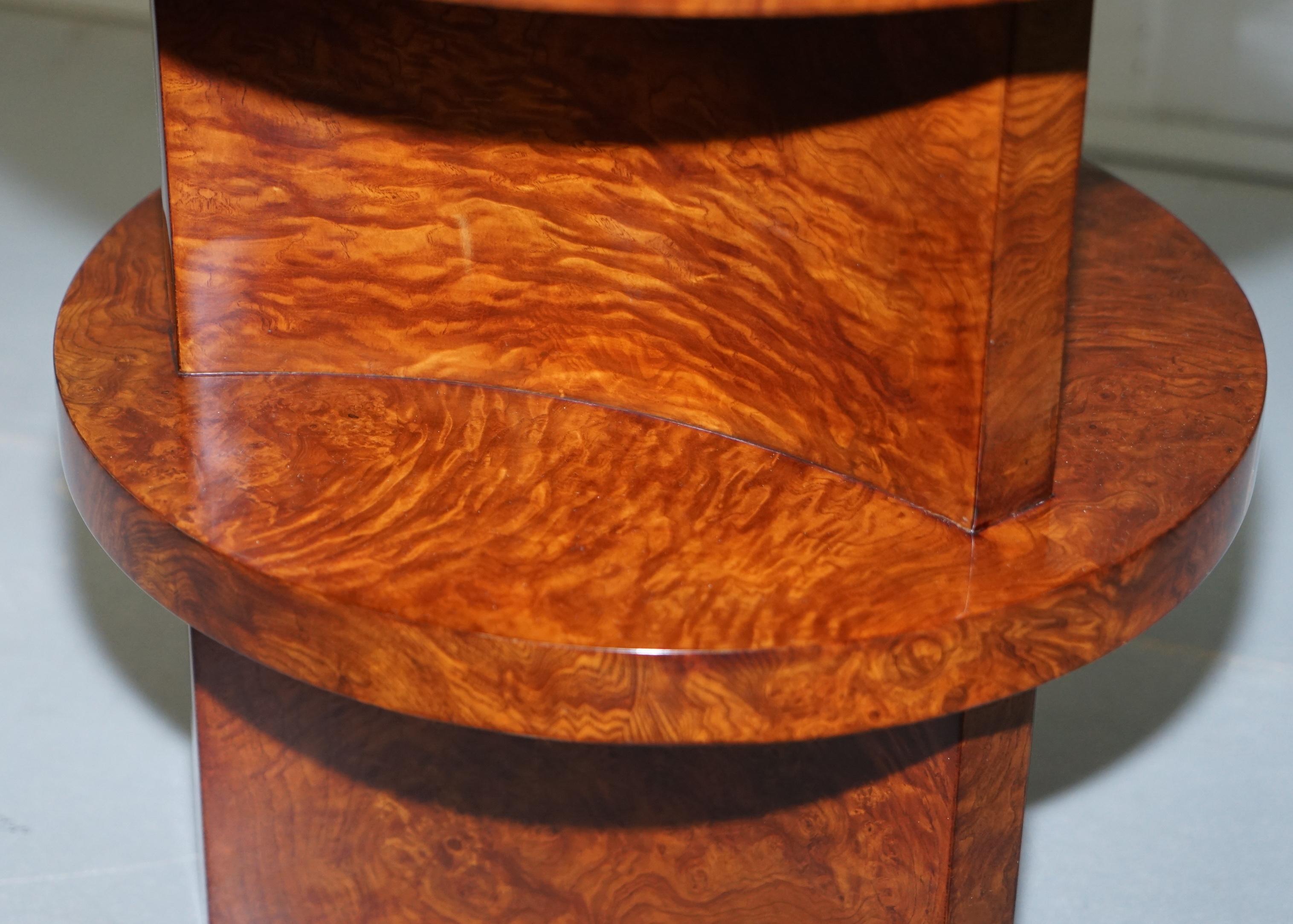 Contemporary Ralph Lauren Brewster Solid Burl Burr Walnut Side End Lamp Wine Table
