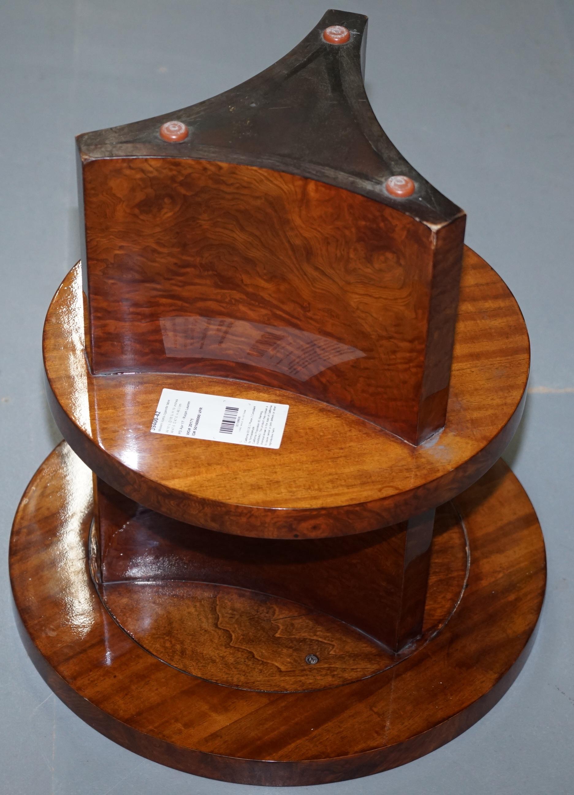 Ralph Lauren Brewster Solid Burl Burr Walnut Side End Lamp Wine Table 6