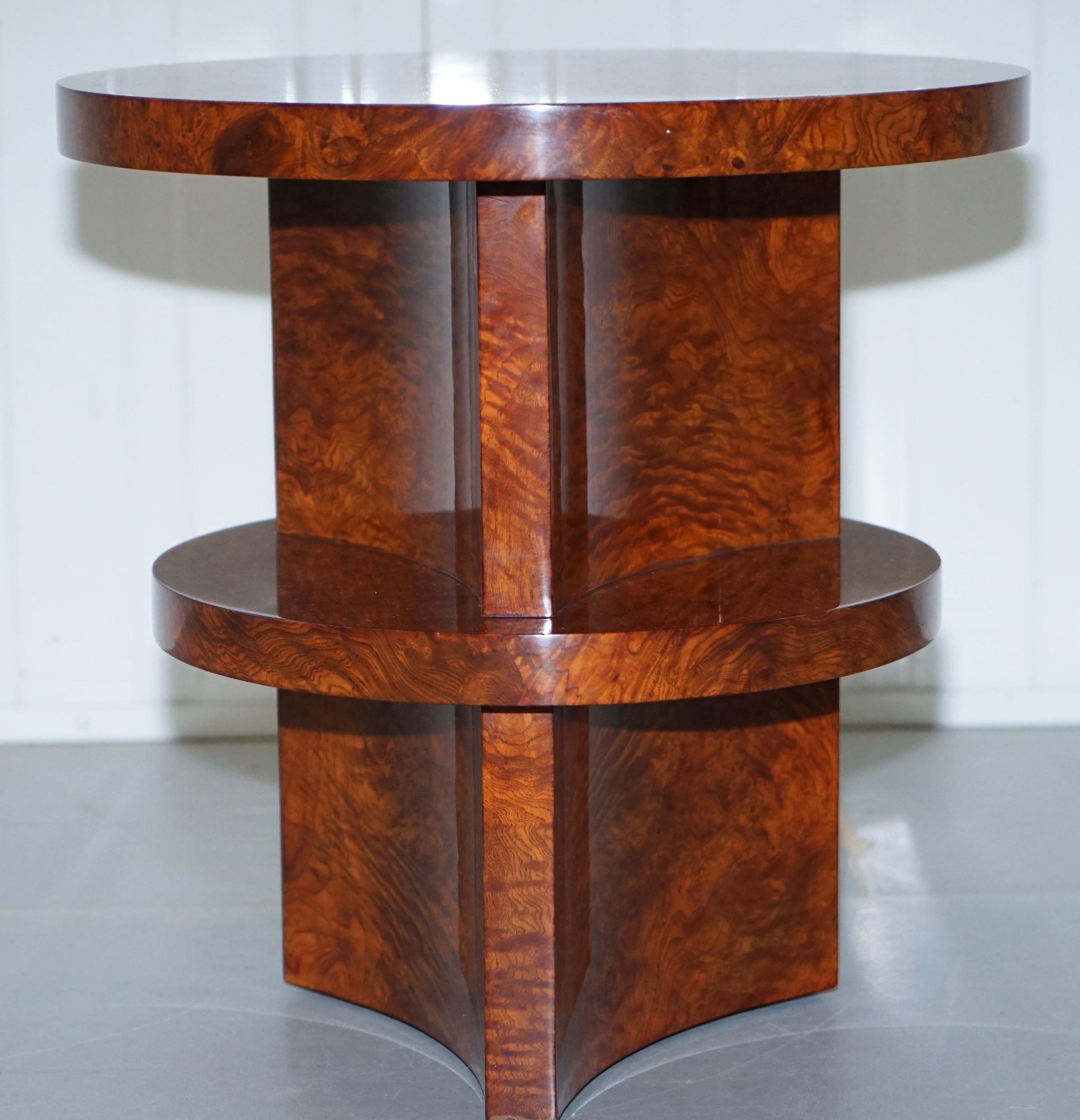 Modern Ralph Lauren Brewster Solid Burl Burr Walnut Side End Lamp Wine Table