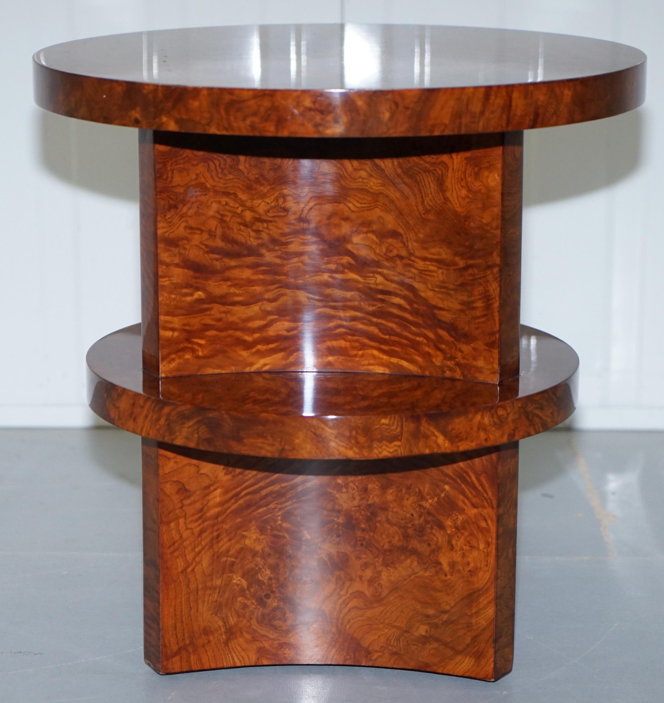 American Ralph Lauren Brewster Solid Burl Burr Walnut Side End Lamp Wine Table