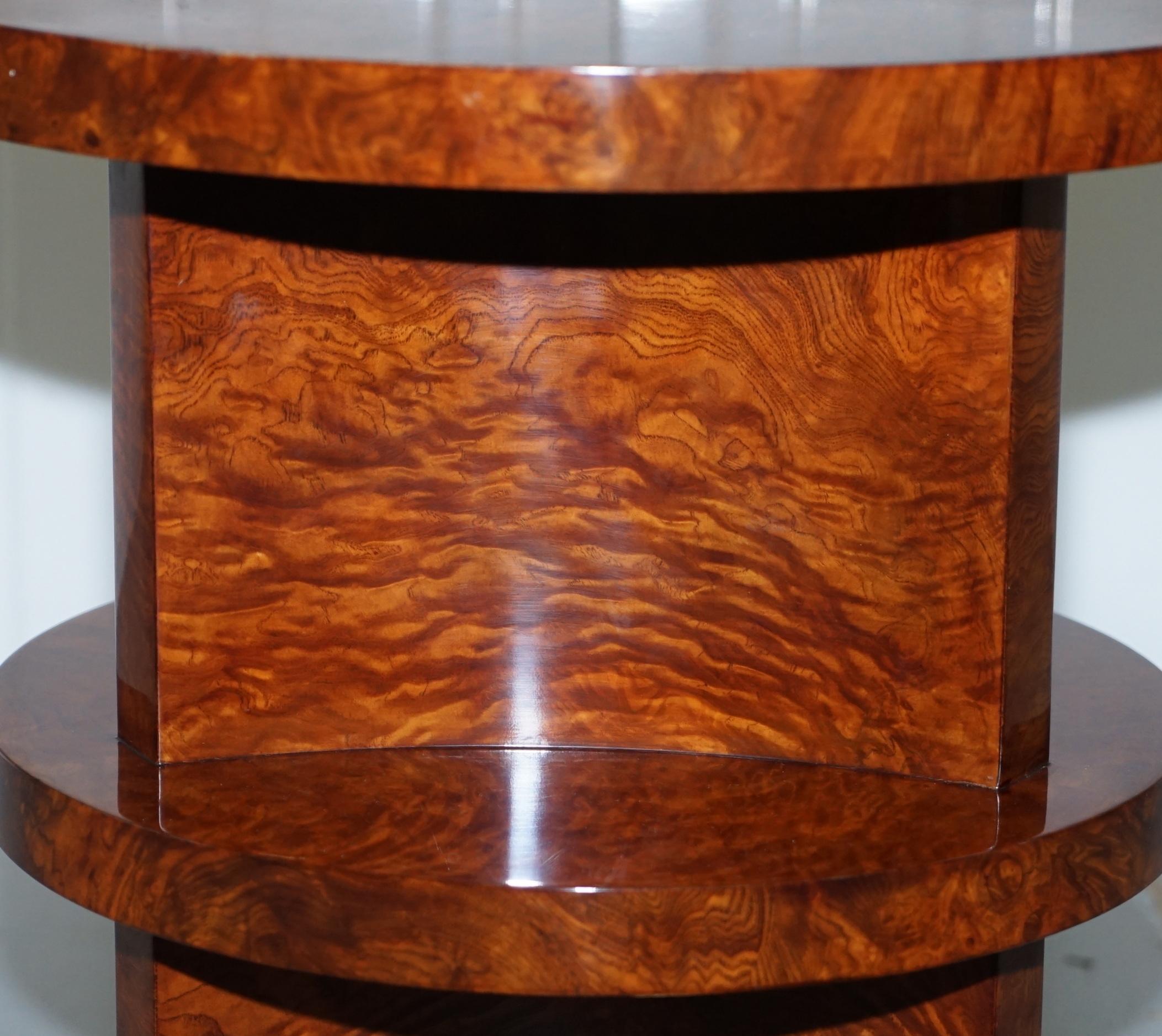 Hand-Crafted Ralph Lauren Brewster Solid Burl Burr Walnut Side End Lamp Wine Table