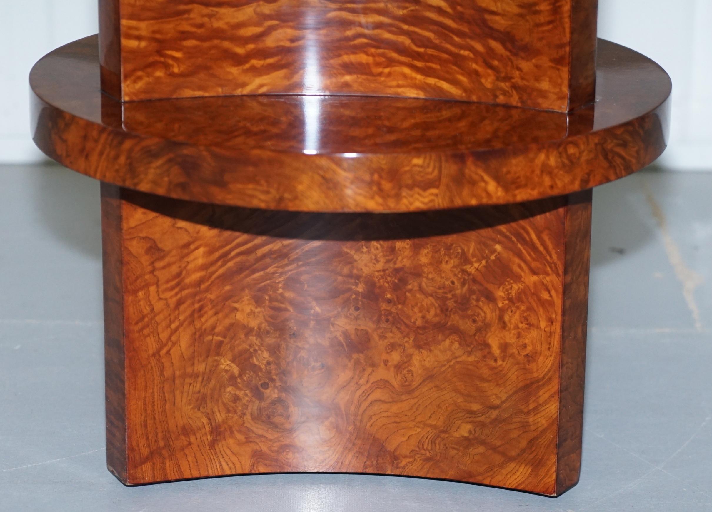 Contemporary Ralph Lauren Brewster Solid Burl Burr Walnut Side End Lamp Wine Table