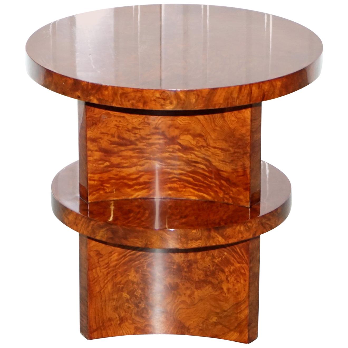 Ralph Lauren Brewster Solid Burl Burr Walnut Side End Lamp Wine Table