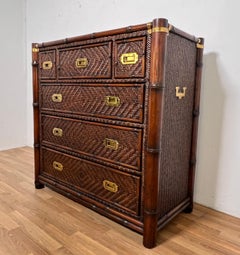 Ralph Lauren British Colonial Campaign Style Rattan Dresser, Circa 1980s