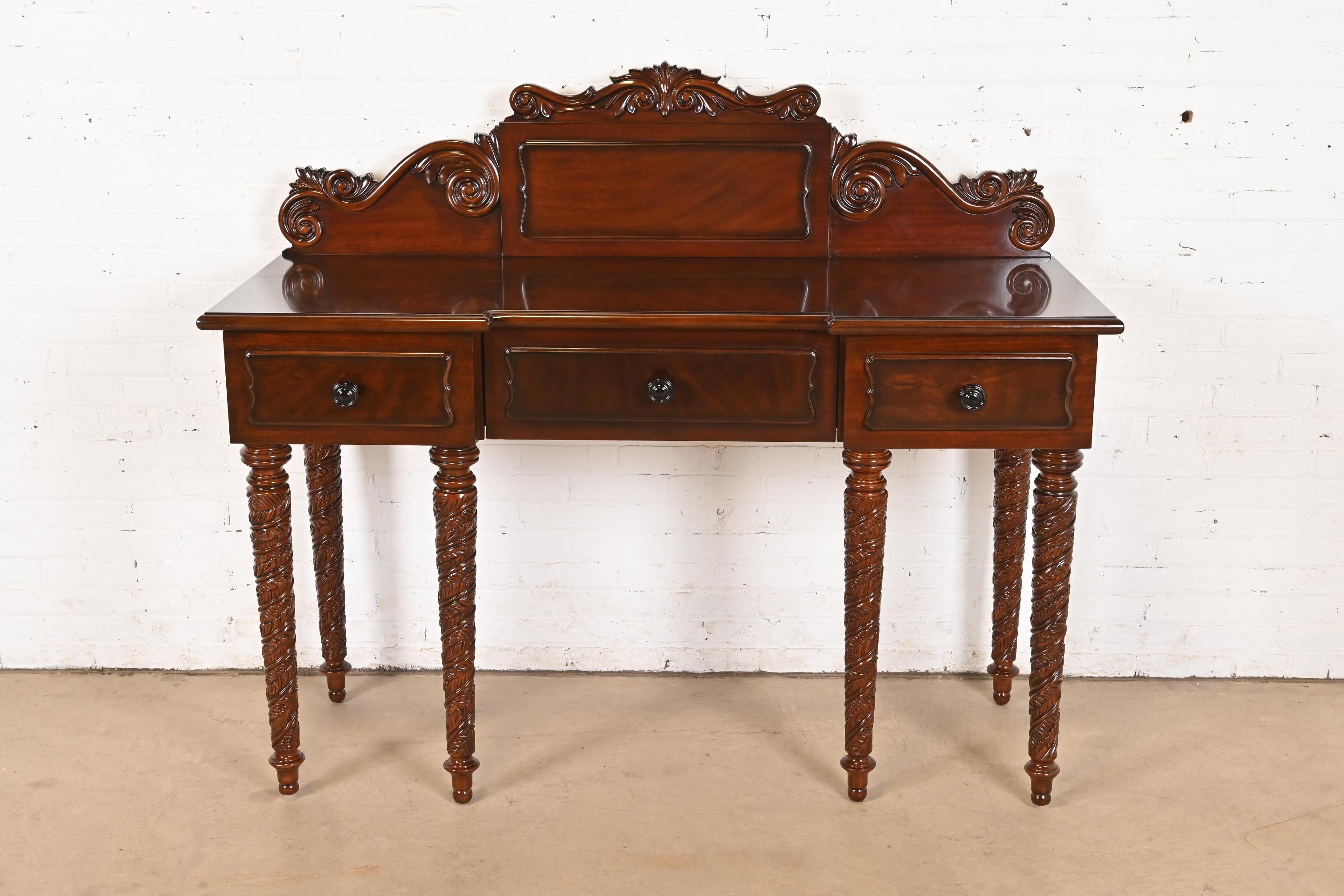 Chinese Ralph Lauren British Colonial Carved Mahogany Sideboard Buffet or Console Table For Sale