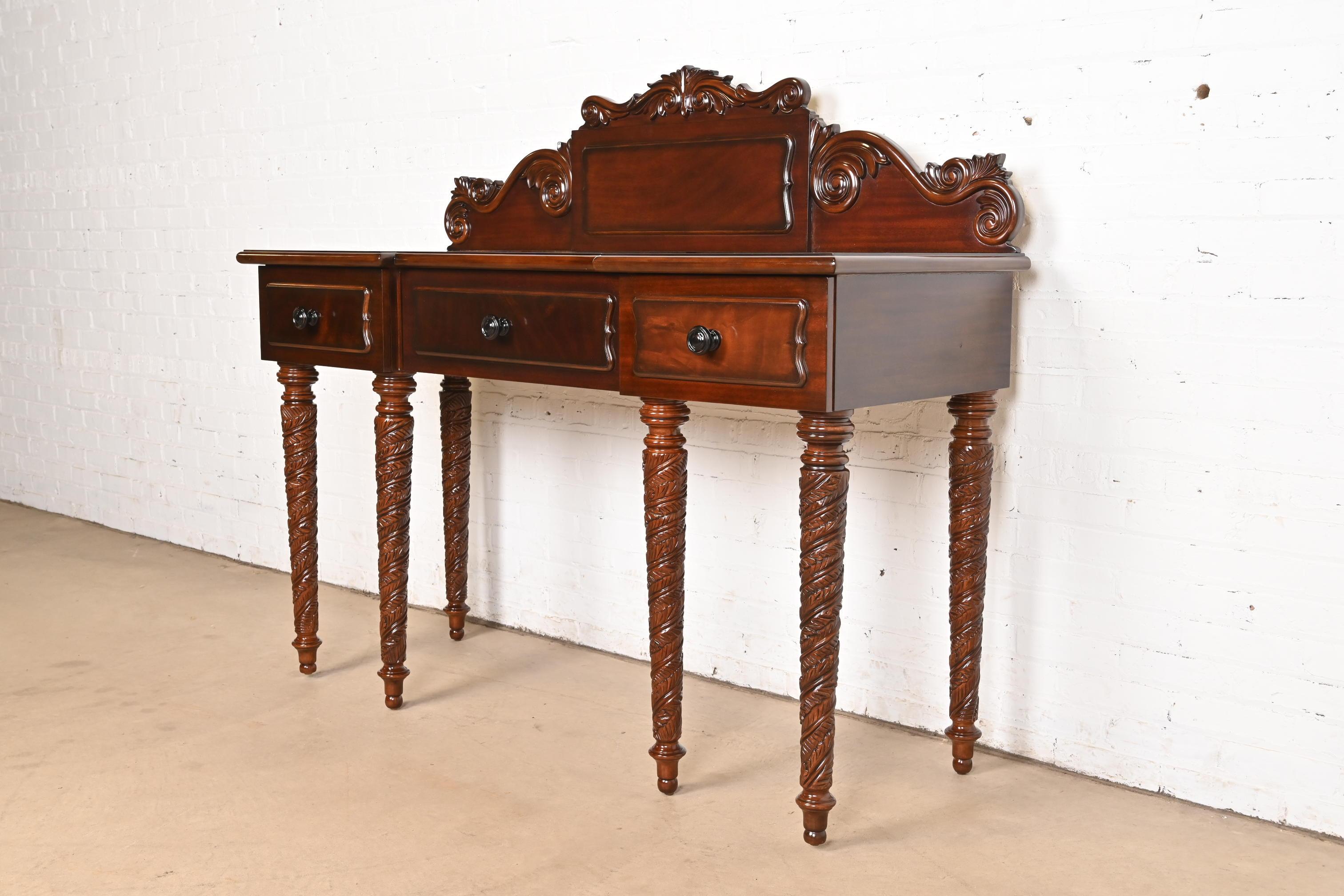 Ralph Lauren British Colonial Carved Mahogany Sideboard Buffet or Console Table In Good Condition For Sale In South Bend, IN