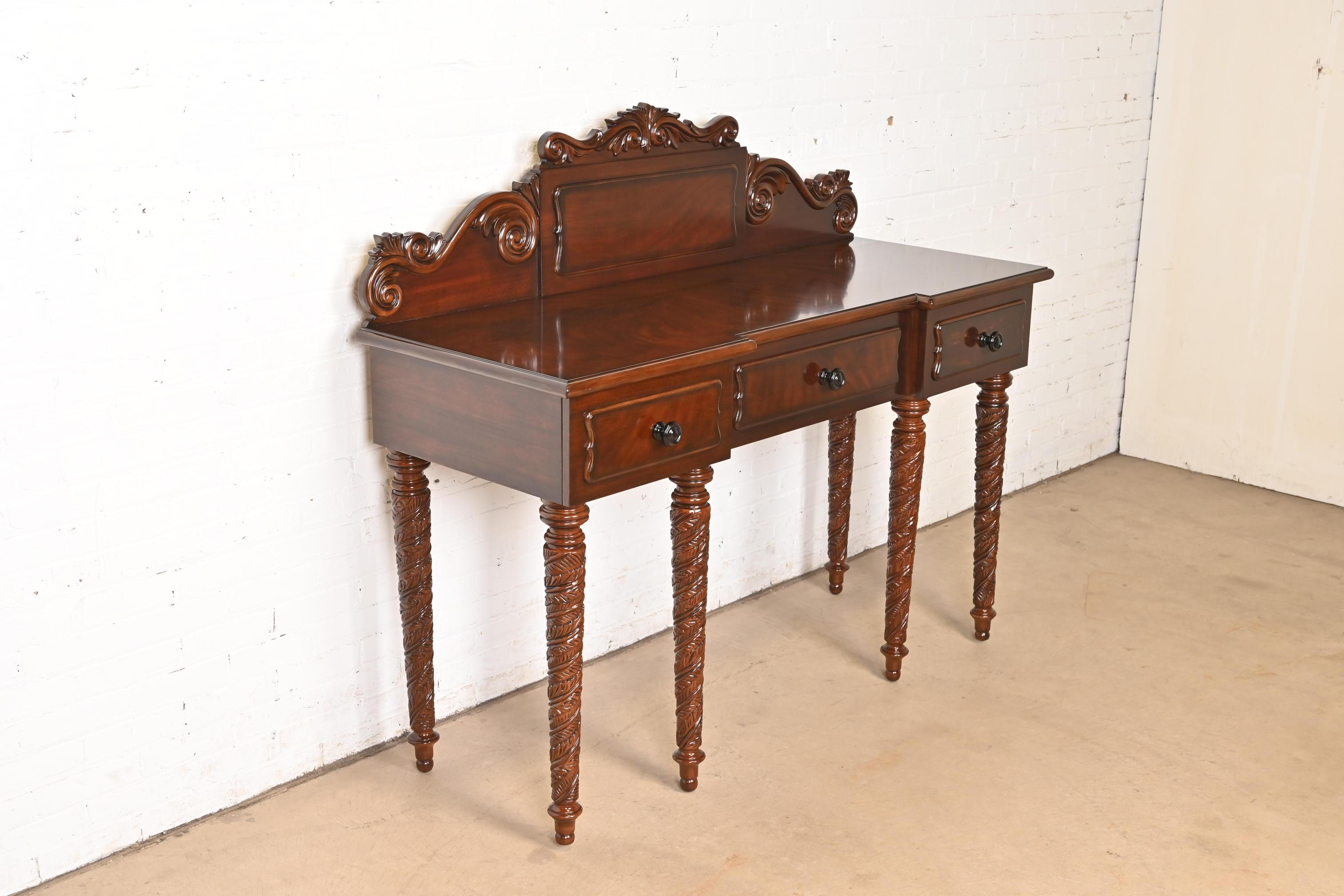 20th Century Ralph Lauren British Colonial Carved Mahogany Sideboard Buffet or Console Table For Sale