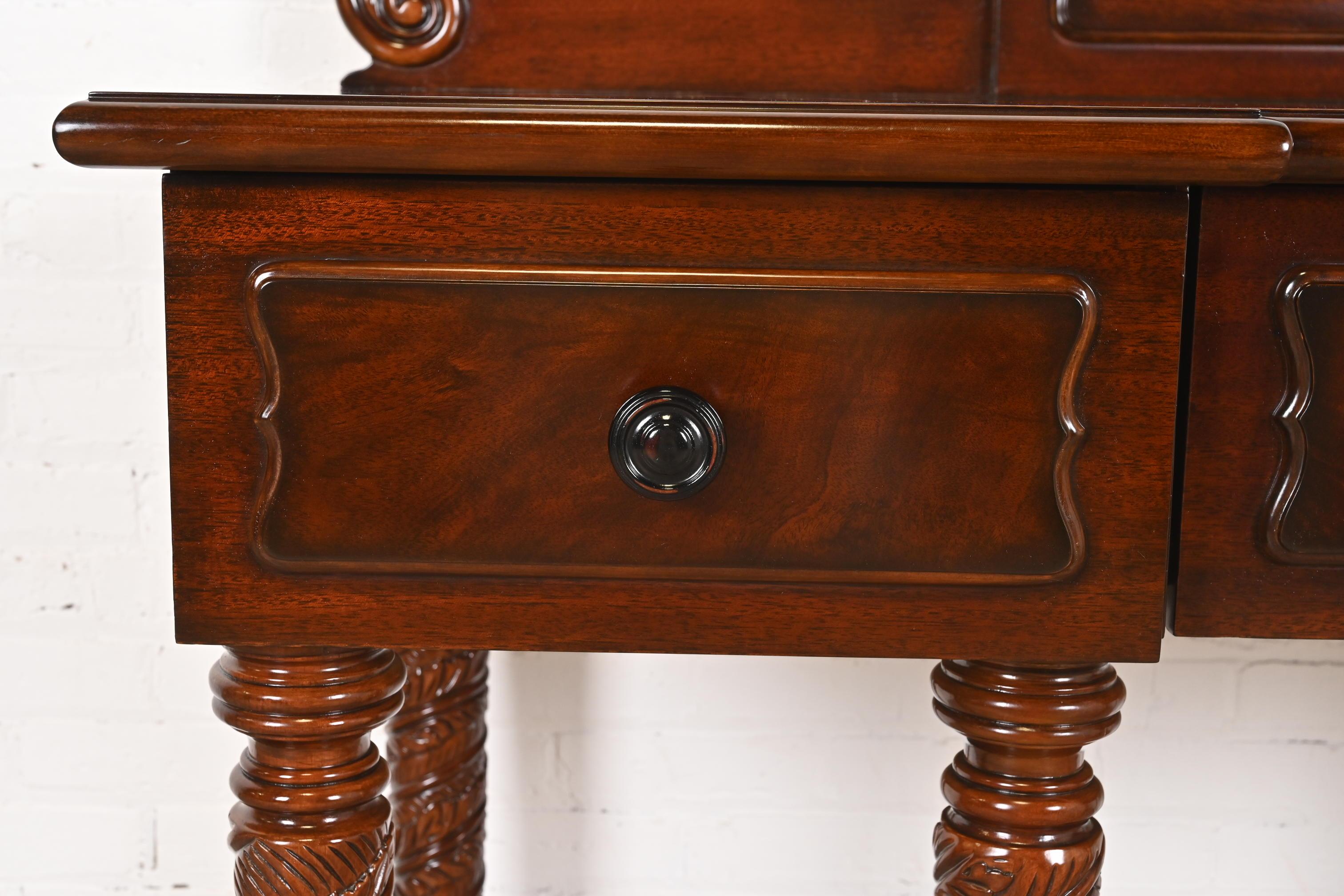 Ralph Lauren British Colonial Carved Mahogany Sideboard Buffet or Console Table For Sale 2