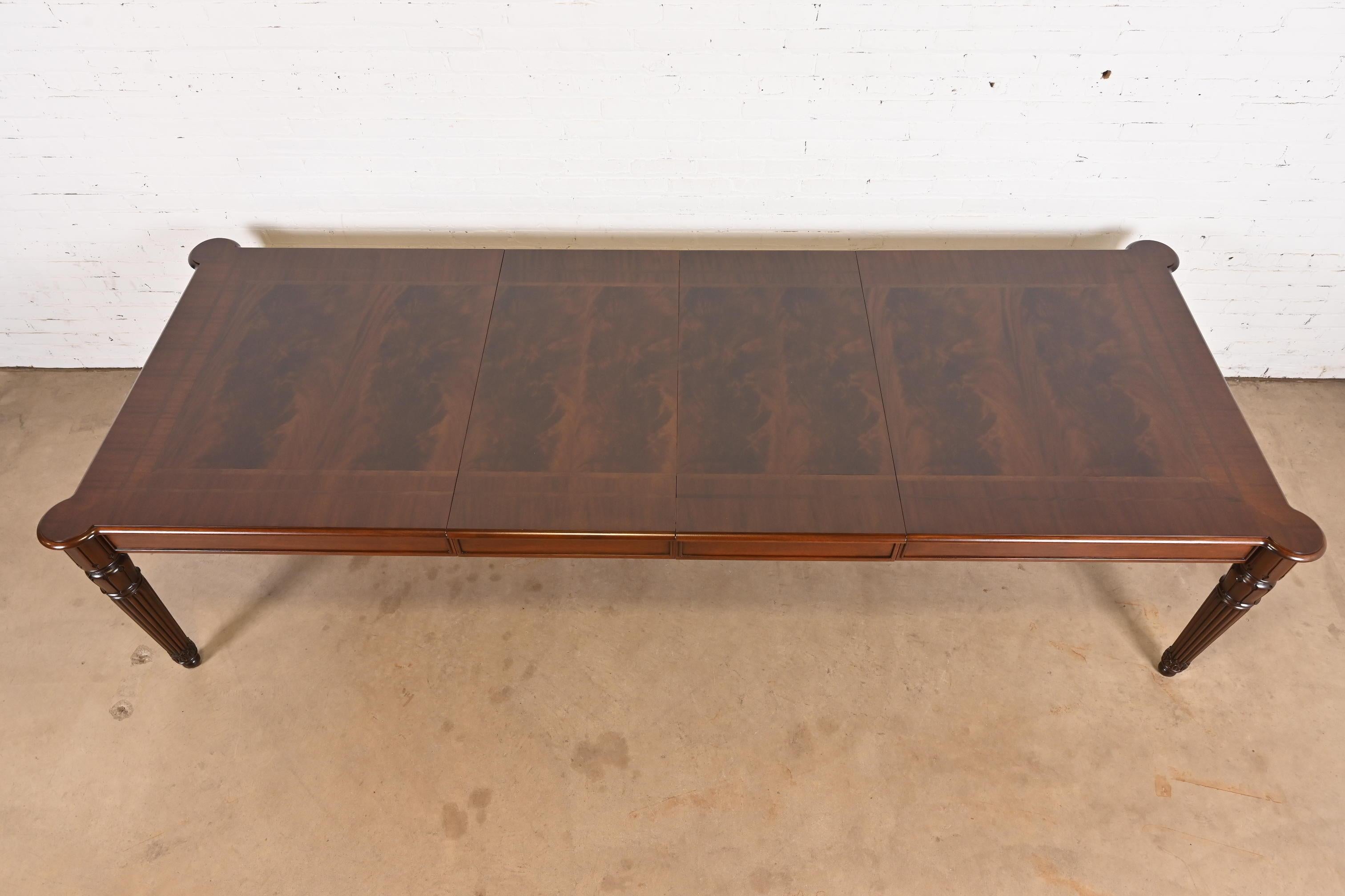 Brass Ralph Lauren British Colonial Flame Mahogany Extension Dining Table, Refinished For Sale