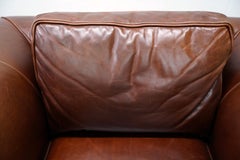 Chaise longue British Colonial de Ralph Lauren en cuir brun, acajou et laiton