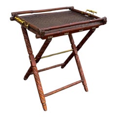 Ralph Lauren British Colonial Style Faux Bamboo & Brass Tray Table / Bar