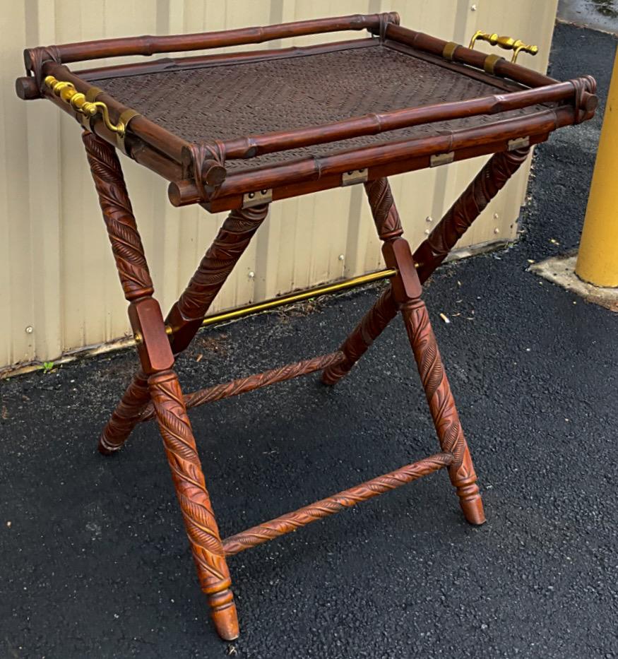 Ralph Lauren British Colonial Style Faux  Table / bar en bambou et laiton Bon état - En vente à Kennesaw, GA