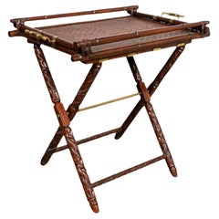 Ralph Lauren British Colonial Style Faux  Bamboo & Brass Tray Table / Bar