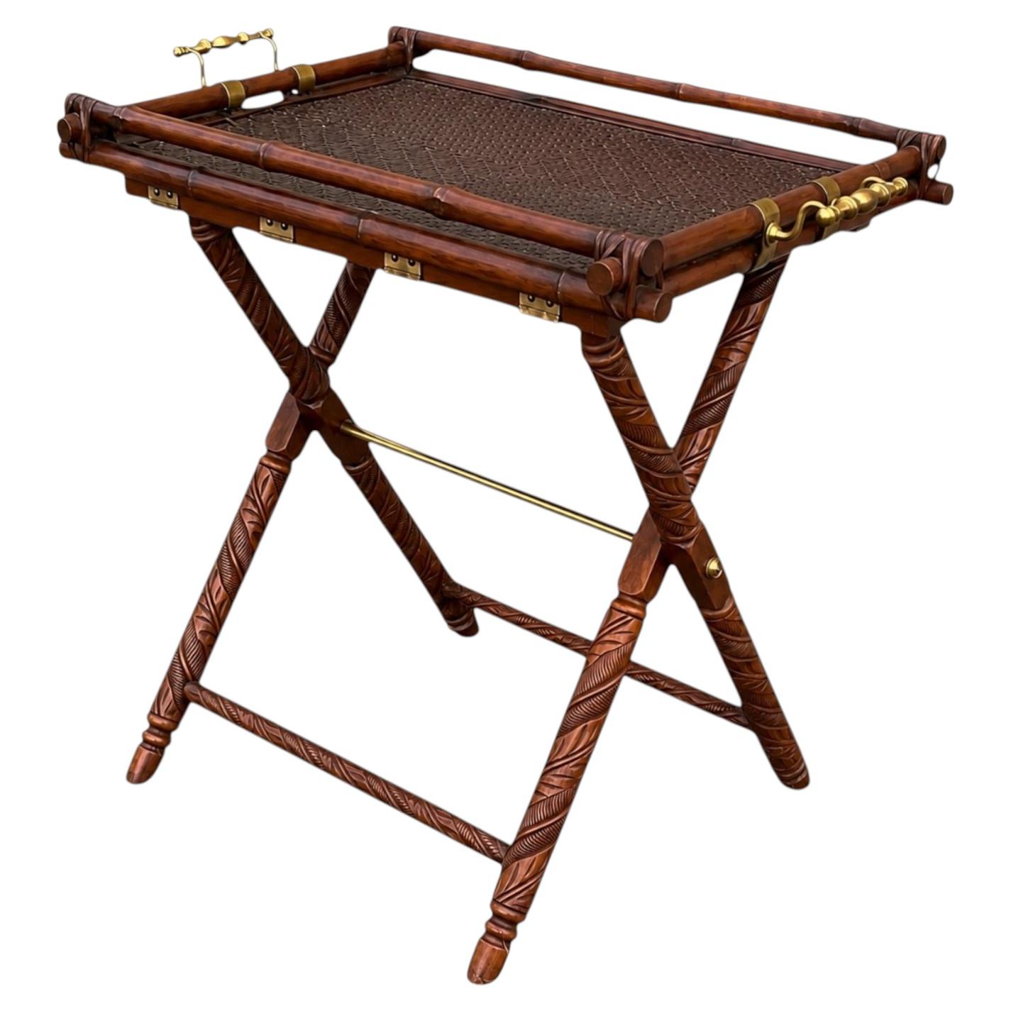 Mesa o barra de Ralph Lauren, estilo British Colonial, con bandeja de imitación de bambú y latón
