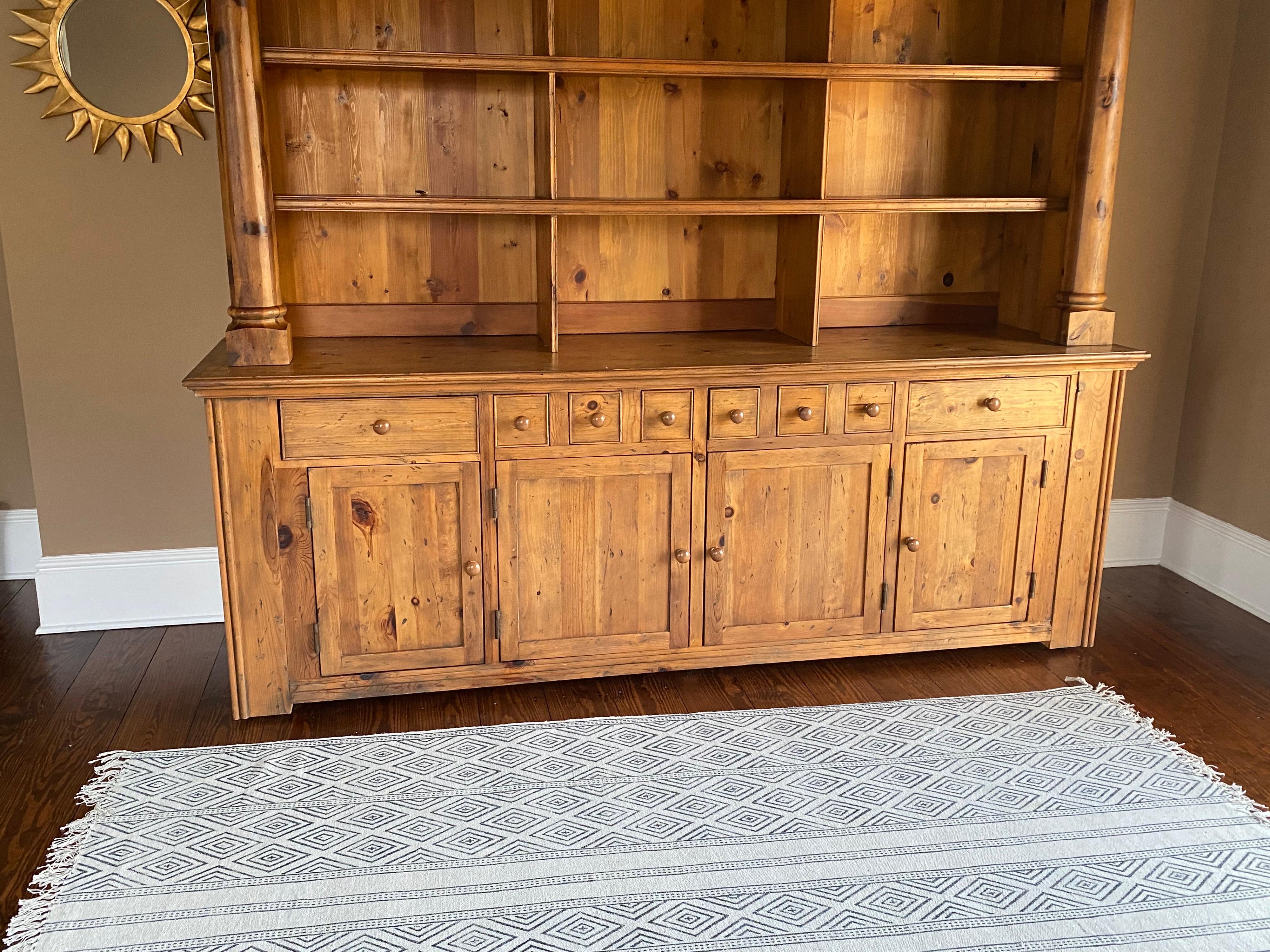 Ralph Lauren Bromley Solid Pine Bookcase Display Hutch with Cabinet 4