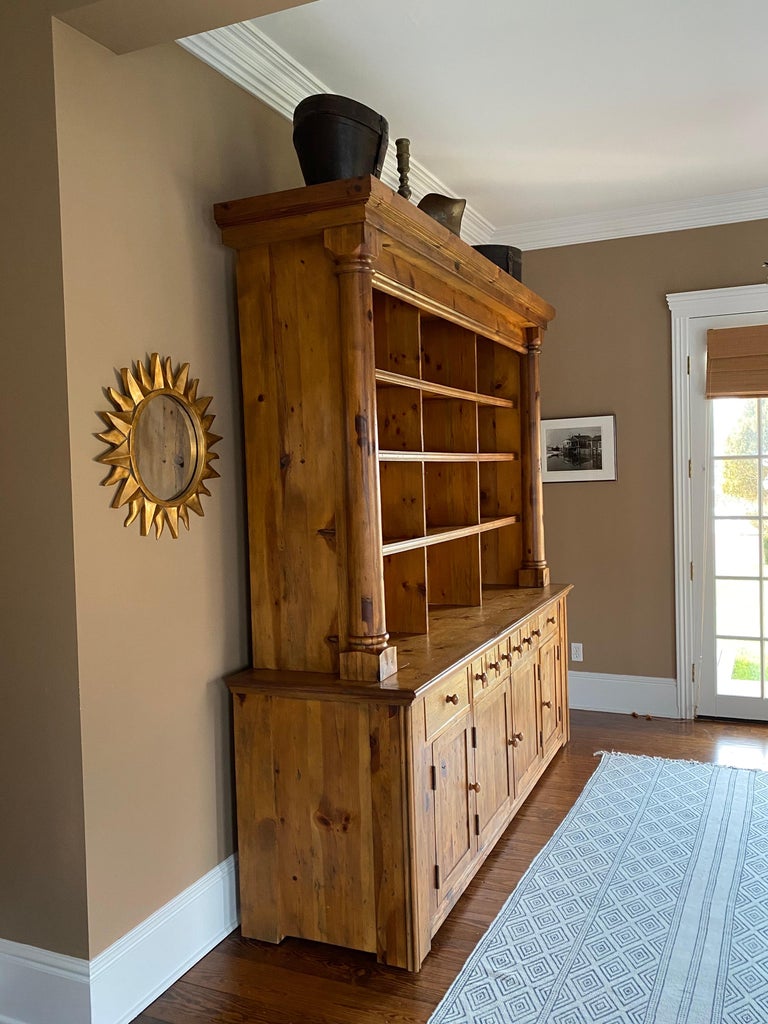 Ralph lauren bromley solid pine bookcase display hutch with cabinet at