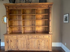 Ralph Lauren Bromley Solid Pine Bookcase Display Hutch with Cabinet