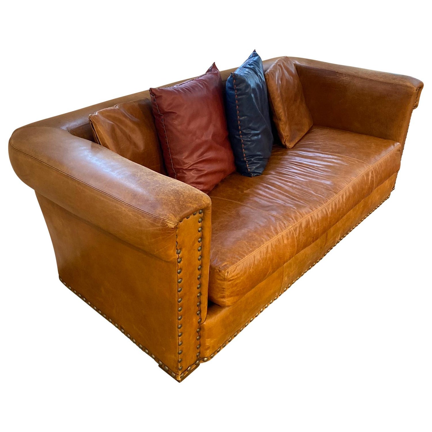 Ralph Lauren Brompton 3 Seat Vintage Brown Leather Sofa For Sale At 1stdibs
