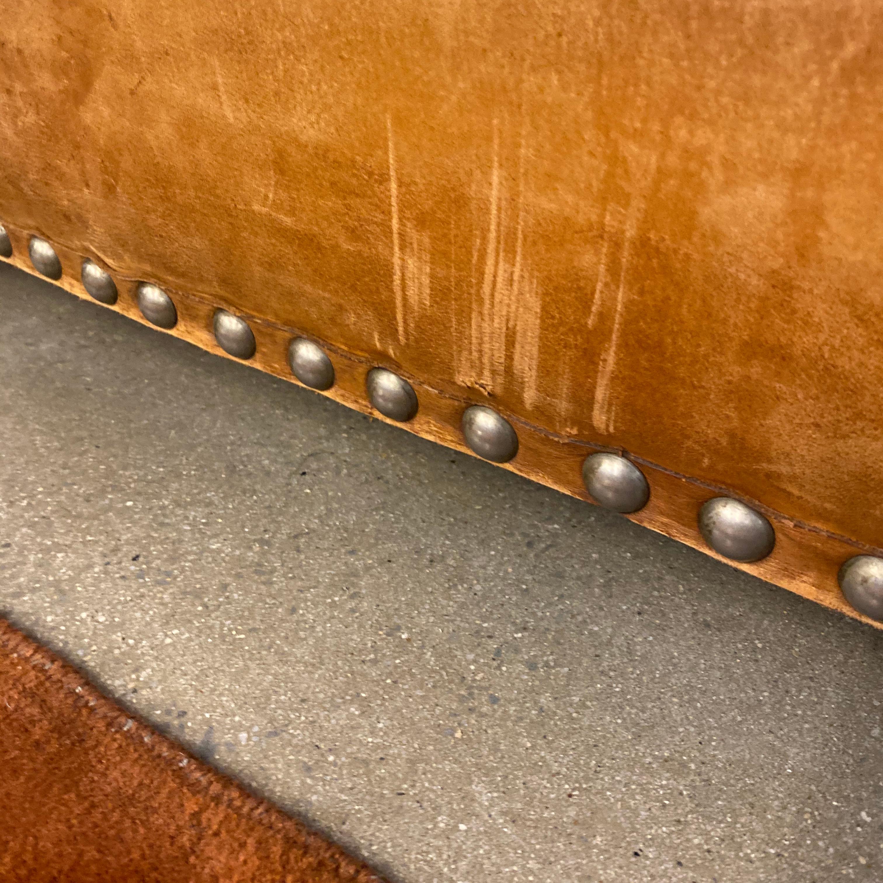 English Ralph Lauren Brompton 3-Seat Vintage Brown Leather Sofa