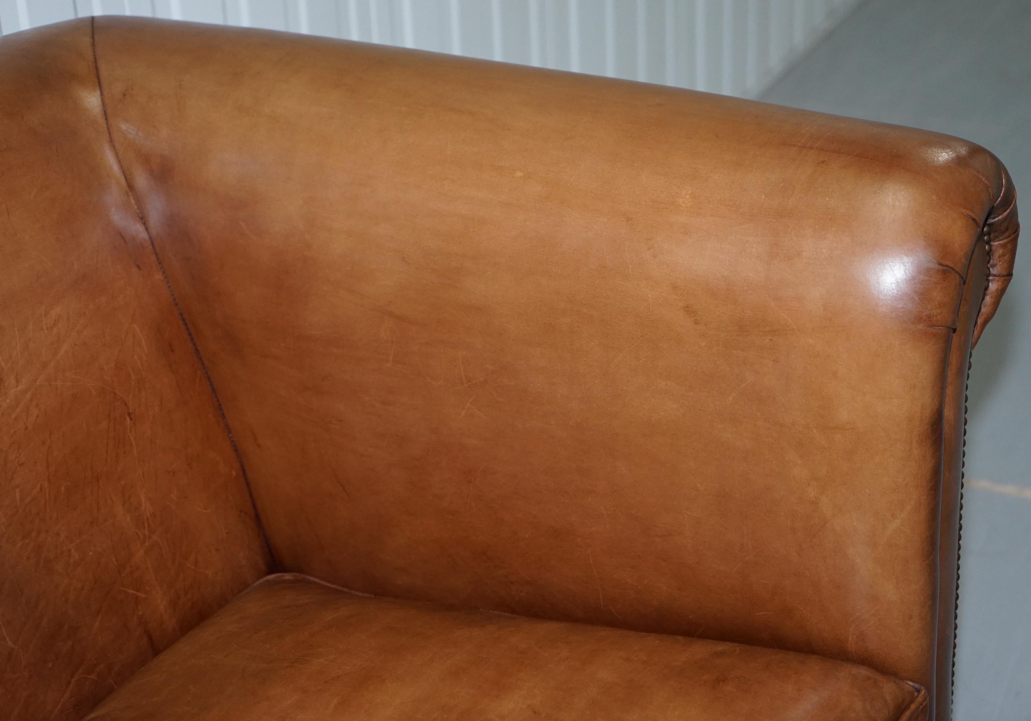 Contemporary Ralph Lauren Brompton 3-Seat Vintage Brown Heritage Leather Sofa