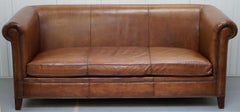 Ralph Lauren Brompton 3-Seat Vintage Brown Heritage Leather Sofa