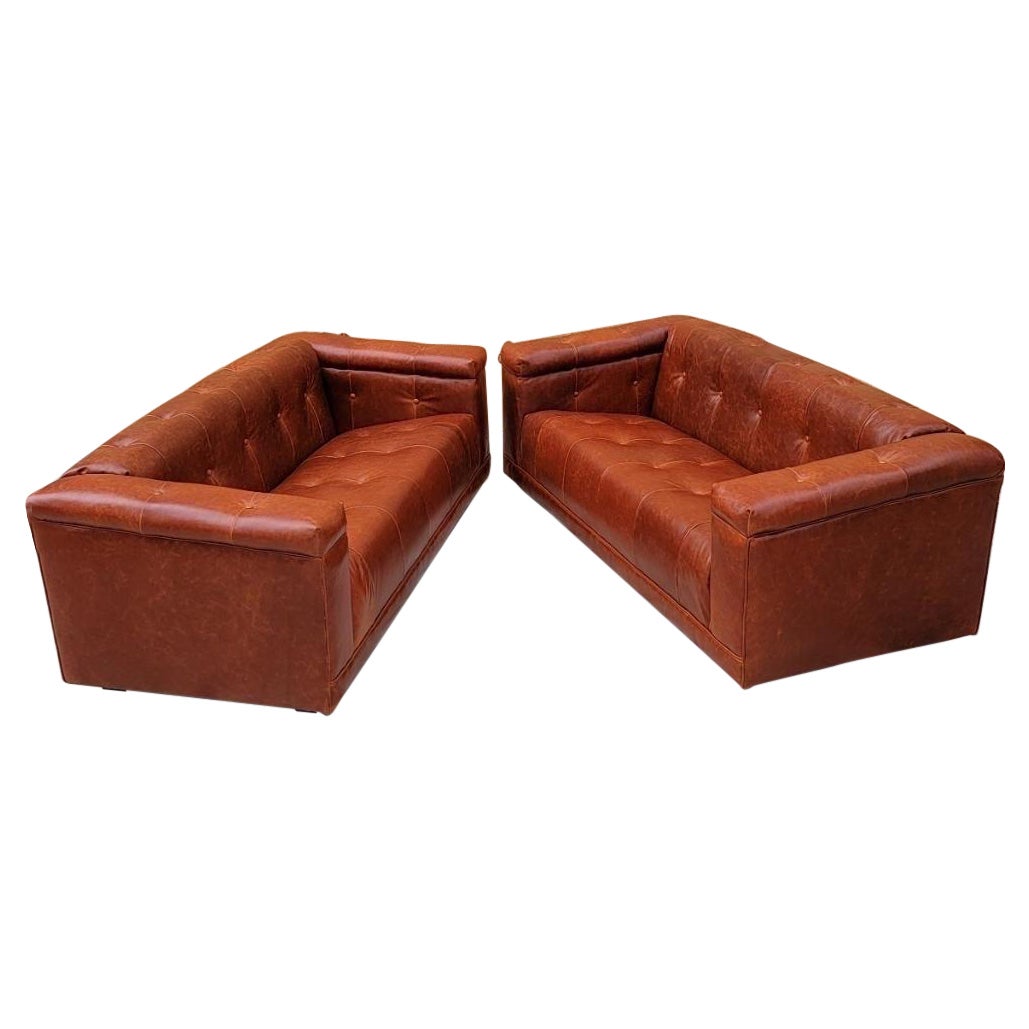 Ralph Lauren Brompton Style Button Tufted Low-Profile Sofa Set Custom Upholstery