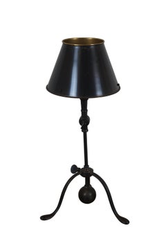 Ralph Lauren Bronze Library Desk Table Lamp Tole Shade Articulating Tripod Base