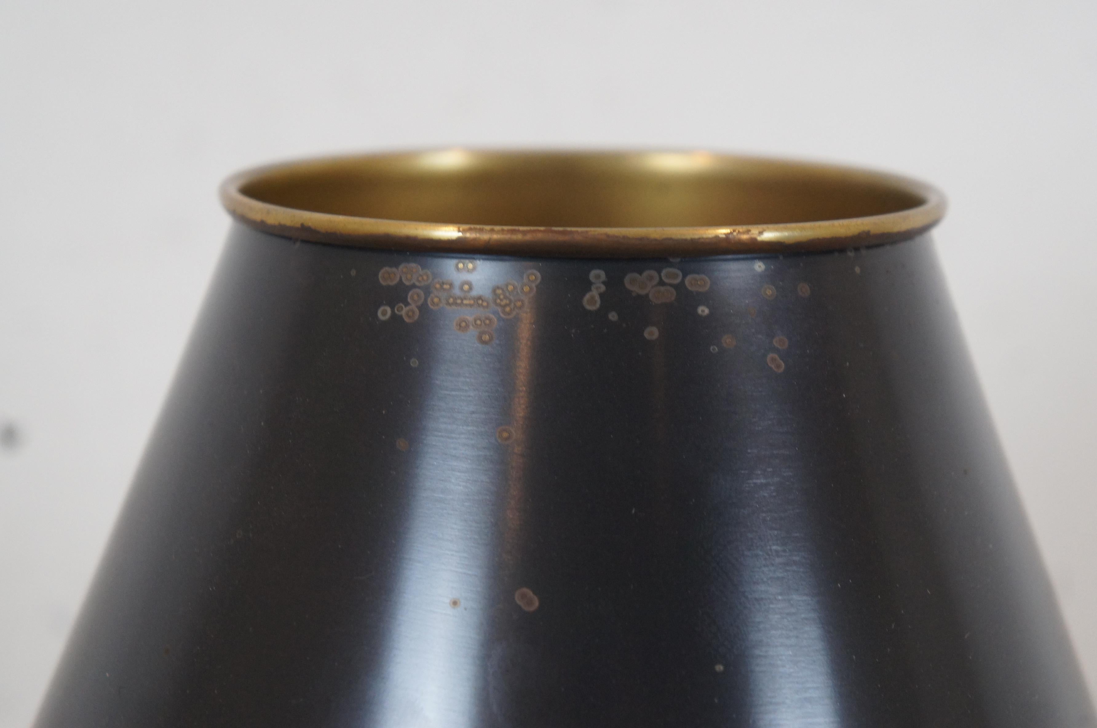 20th Century Ralph Lauren Bronze Library Desk Table Lamp Tole Shade Articulating Tripod Base
